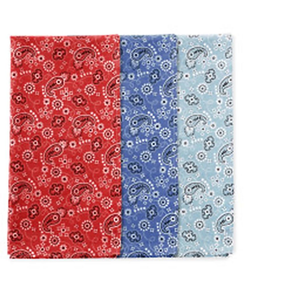 Perry Ellis Men's Scarf Blue Red One Size Bandana 3 Pack Paisley Print